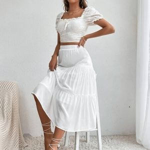 Long White ruffle skirt